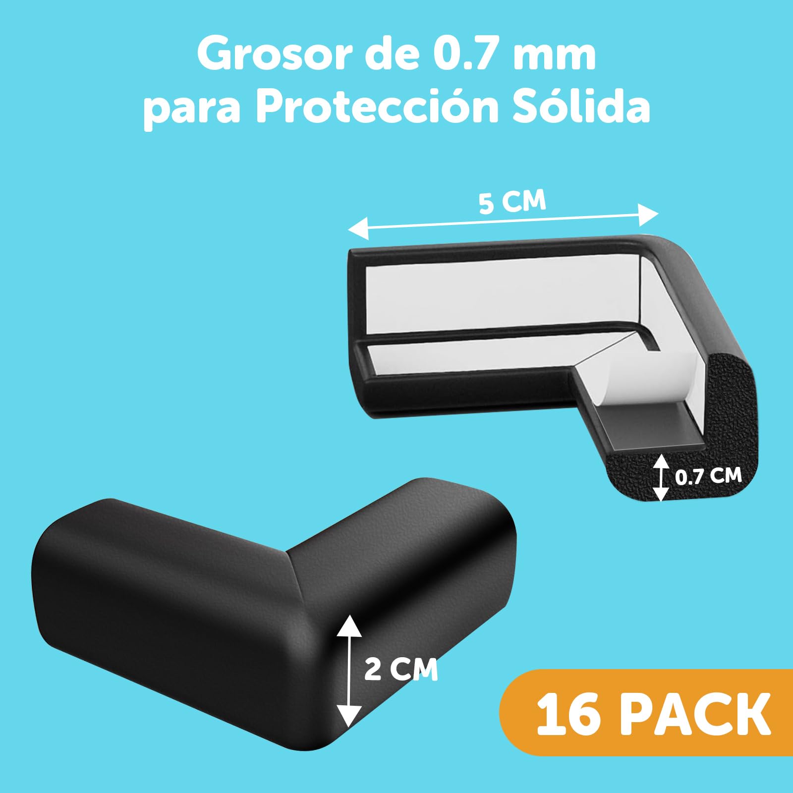 shinfly 16 x Protector Esquinas Bebe, Espuma Suave Protectores de Esquinas para Bebes, Adhesivo Extra Fuerte Protege Esquinas Bebe, Esquineras para Cama, Mesa, Mueble(Negro) — view 6