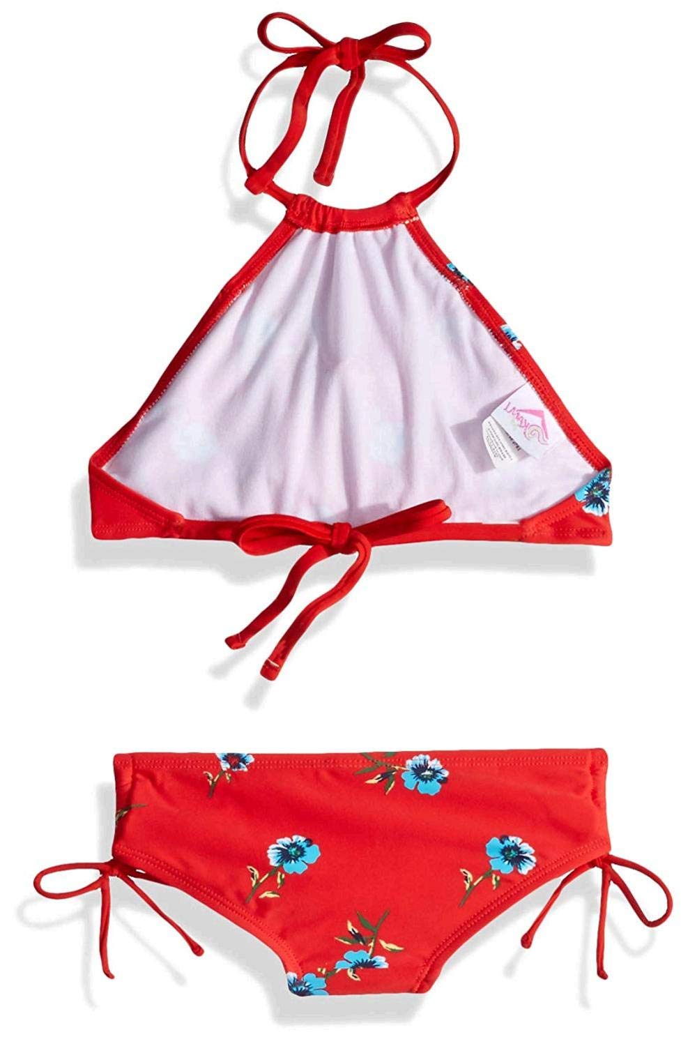 Kanu Surf Girls' Morgan Ruffle Halter Bikini 2-Piece Swimsuit, Pink, 2t