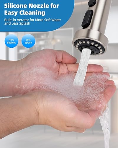 Miniatura 4 de Hibbent Cabezal rociador desplegable para grifo de cocina, reemplazo de cabezal de grifo de 3 funciones, conector macho G12 o 1316 pulgadas,