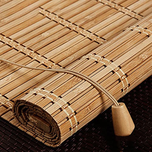 HUAZIYU Bambus Rollo Raffrollo Bambusrollo Sonnenschutz und Sichtschutz Jalousie Verdunklungsrollo mit Seitenzug,Holzrollo für Zuhause Draussen,Lichtdurchlässig,Mit Zubehör (W:70xH:160cm/28x63in) Cover