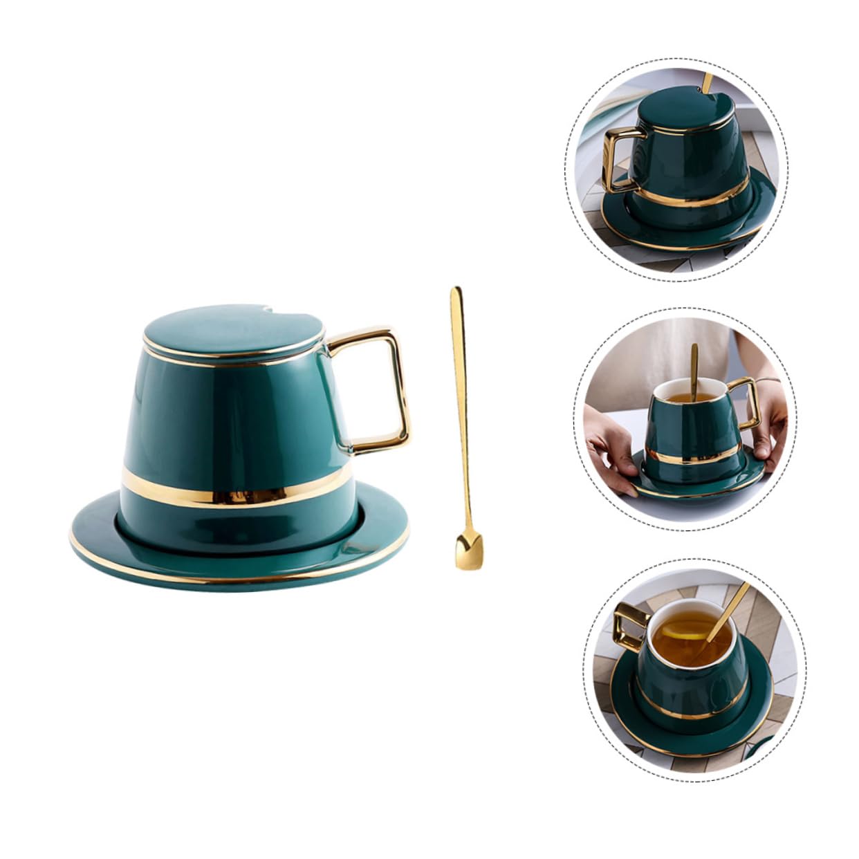 OUNONA Tazze da Caffè in Ceramica Tazza da Tè Piattino Tazze da Caffè e Tè per Uso Domestico e Ufficio Adatte Bevande Calde e Fredde