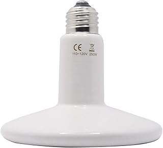 2RZ 250 Watt Ceramic Heat Emitter, Pet Infrared Bulb Emitter Lamp No Harm No Light Heat Lamp Bulb for Brooder Coop Chicken Lizard Turtle Snake Aquarium, White