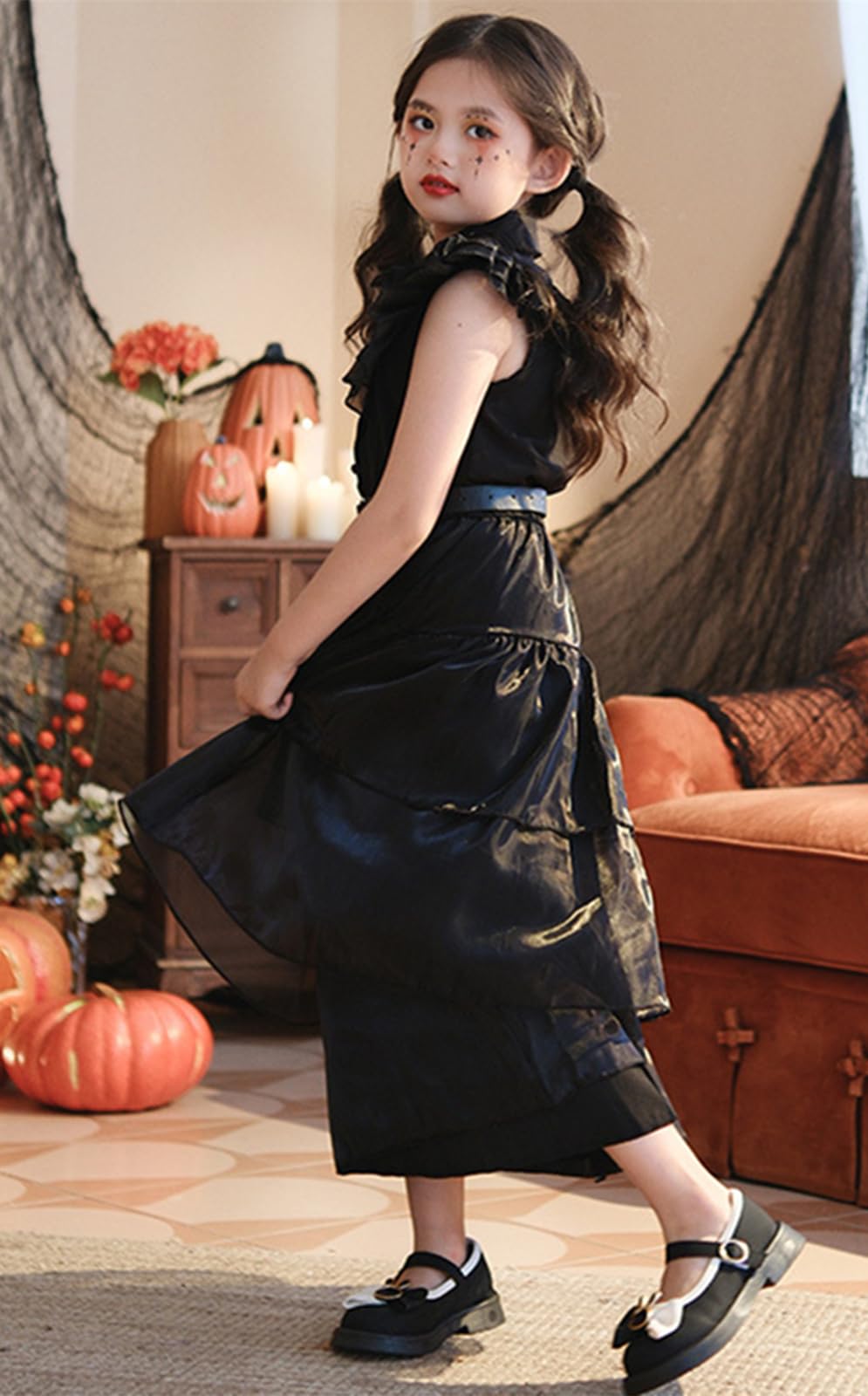 Tindisonka Wednesday, costume da donna Wednesd Adam per Halloween, costume da donna, ragazza, nero, costume per Halloween, costume gotico, Halloween, carnevale, cosplay, feste (160