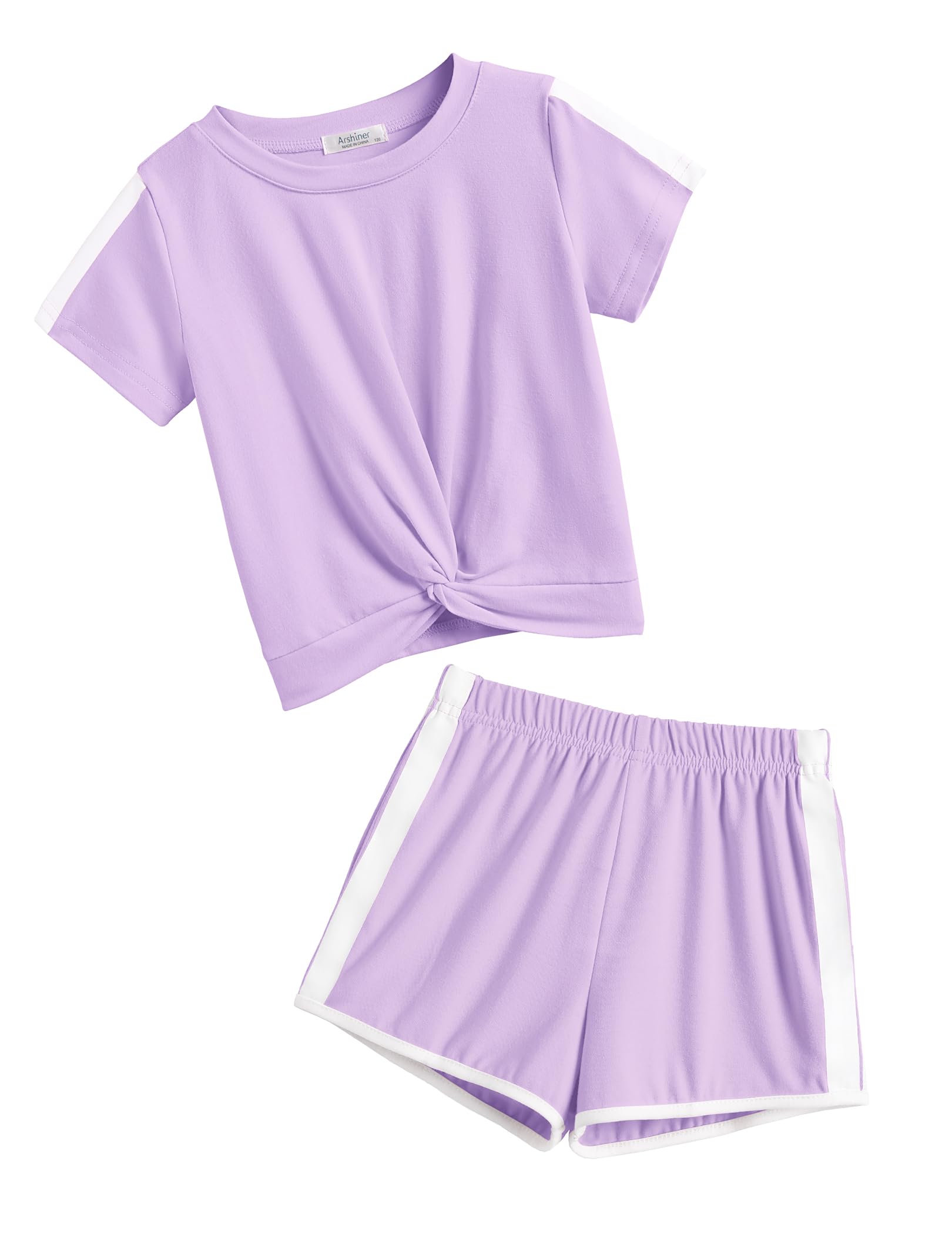 Arshiner Niñas Batik Ropa Torcer Conjuntos De Manga Corta Camisetas Con Pantalones Cortos Conjuntos Deportes Ocio Moda Tie-dye Niños Verano Ropa Conjunto para Niñas 3-14 años