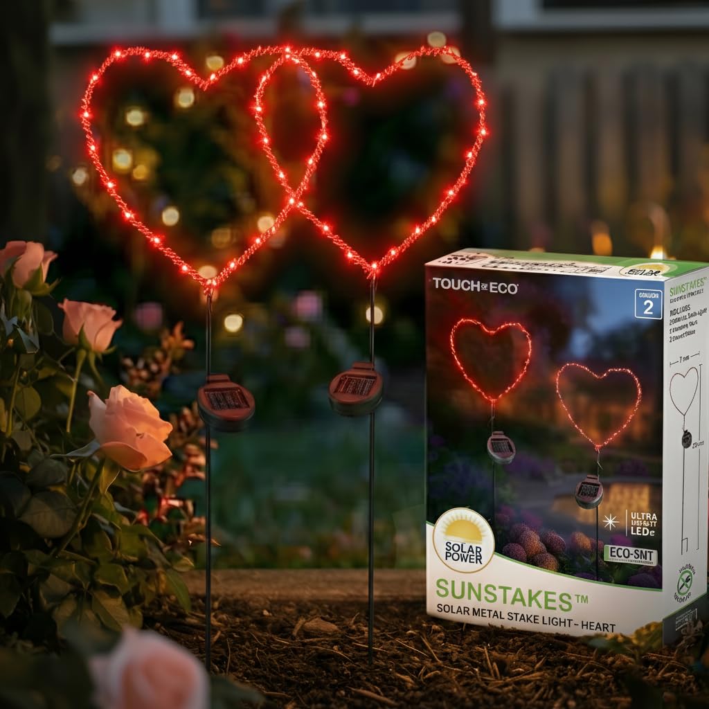 Piquet solaire LED coeur neon rouge Touch Of ECO TOE399 jardin
