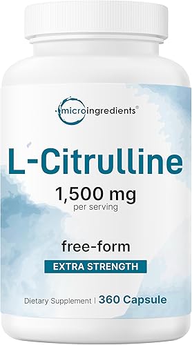 L Citrulina 1,500 mg por porción, 360 cápsulas | Citrulina extra fuerte en forma libre | Aminoácido + refuerzo de óxido nítrico | Suplemento de