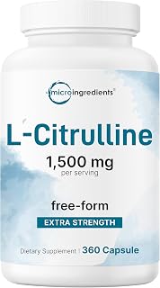 L Citrulline 1,500mg Per Serving, 360 Capsules | Extra Strength Citrulline in Free Form | Amino Acid + Nitric Oxide Booster | Energy, Muscle Recovery, & Heart Support Supplement | Non-GMO