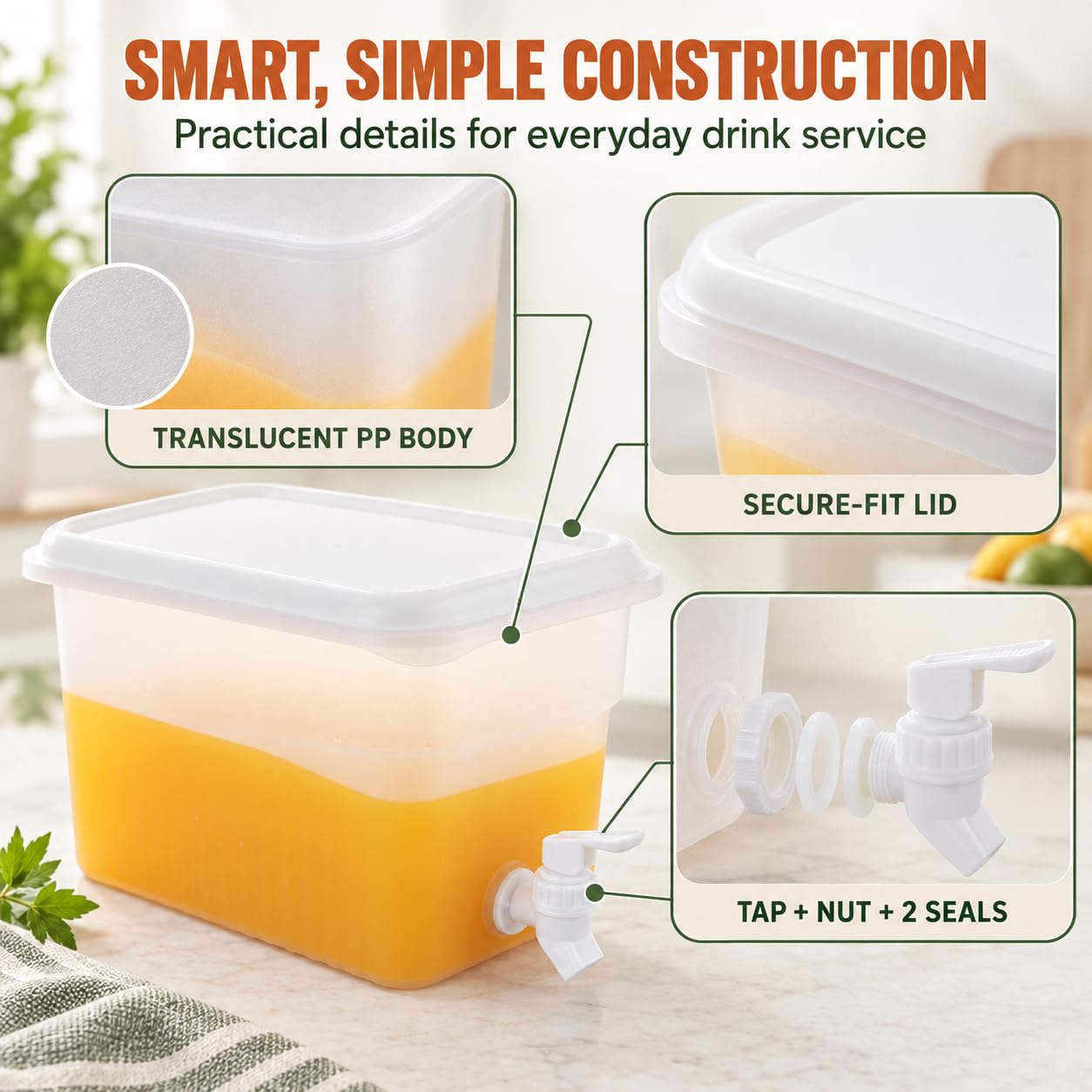 Lot de 2 distributeurs de boissons avec robinet en plastique transparent de 5,5 l pour boissons, jus, thé glacé