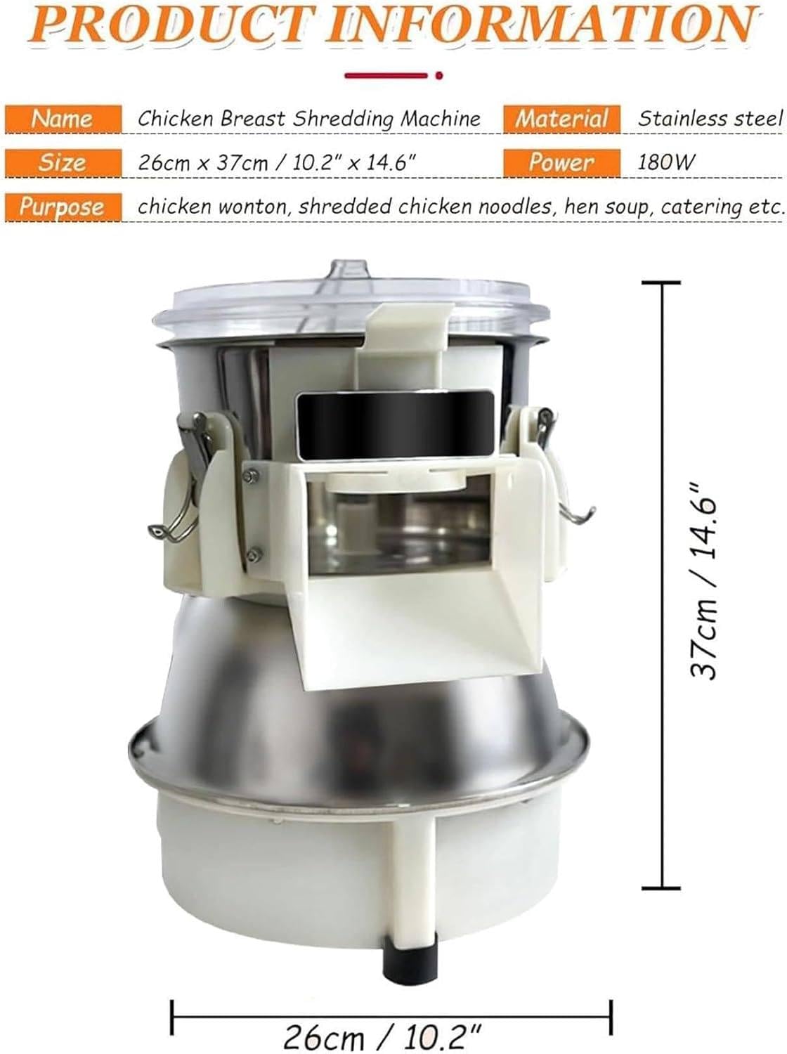 Tritatutto elettrico per polli, con lame in acciaio inox di alta qualità, design compatto per triturare velocemente la carne, ideale per pollo tirato e preparazione di carne sminuzzata