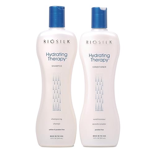 Biosilk Champú y acondicionador de terapia hidratante, repone la humedad del cabello y el cabello grueso, sin sulfatos, parabenos y crueldad, 12