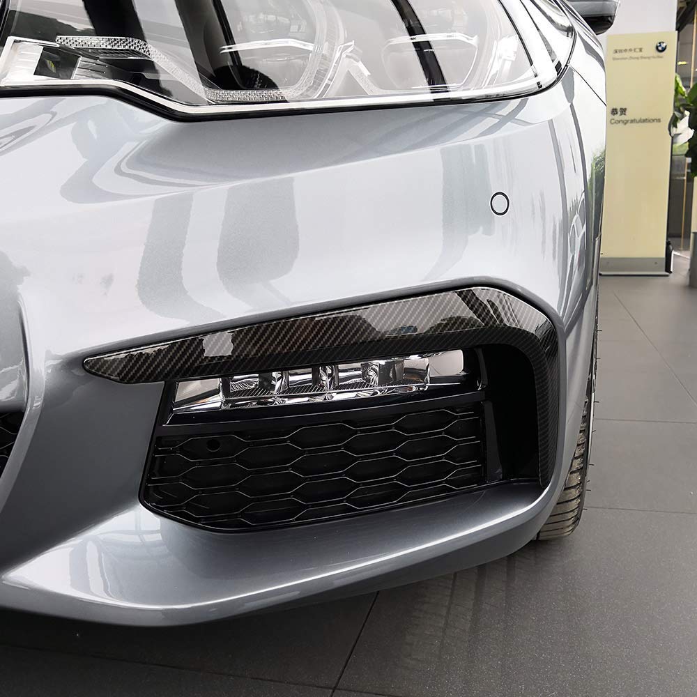 Sticker-ons For BMW 5 Series G30 2017 2018, ABS Plastic Front Fog Lamp Frame Trim Decoration Strip Cover carbon fiber