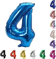 Vista 32 de YPSelected Globo de aluminio grande de 32 pulgadas con número de helio, cumpleaños, boda, fiesta, 0-9 (azul bebé, 2)