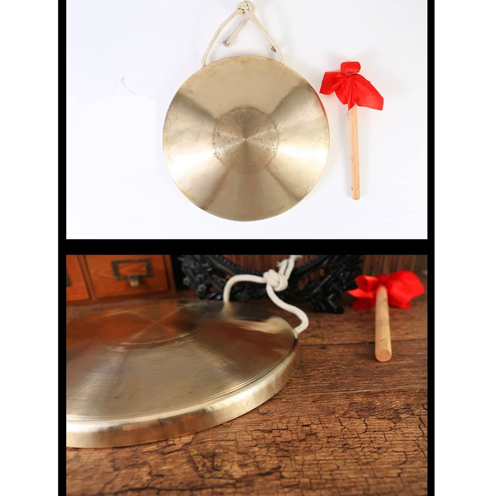 gong tibetano gong Gong de celebración de 30 cm, baqueta grande, gong de viento súper fuerte, gong de mano chino, gong de bronce(Color:30cm,Size:)