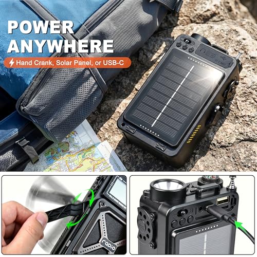 Solar Hand Crank Emergency Radio with NOAA Weather Alert, AM FM Shortwave — view 4