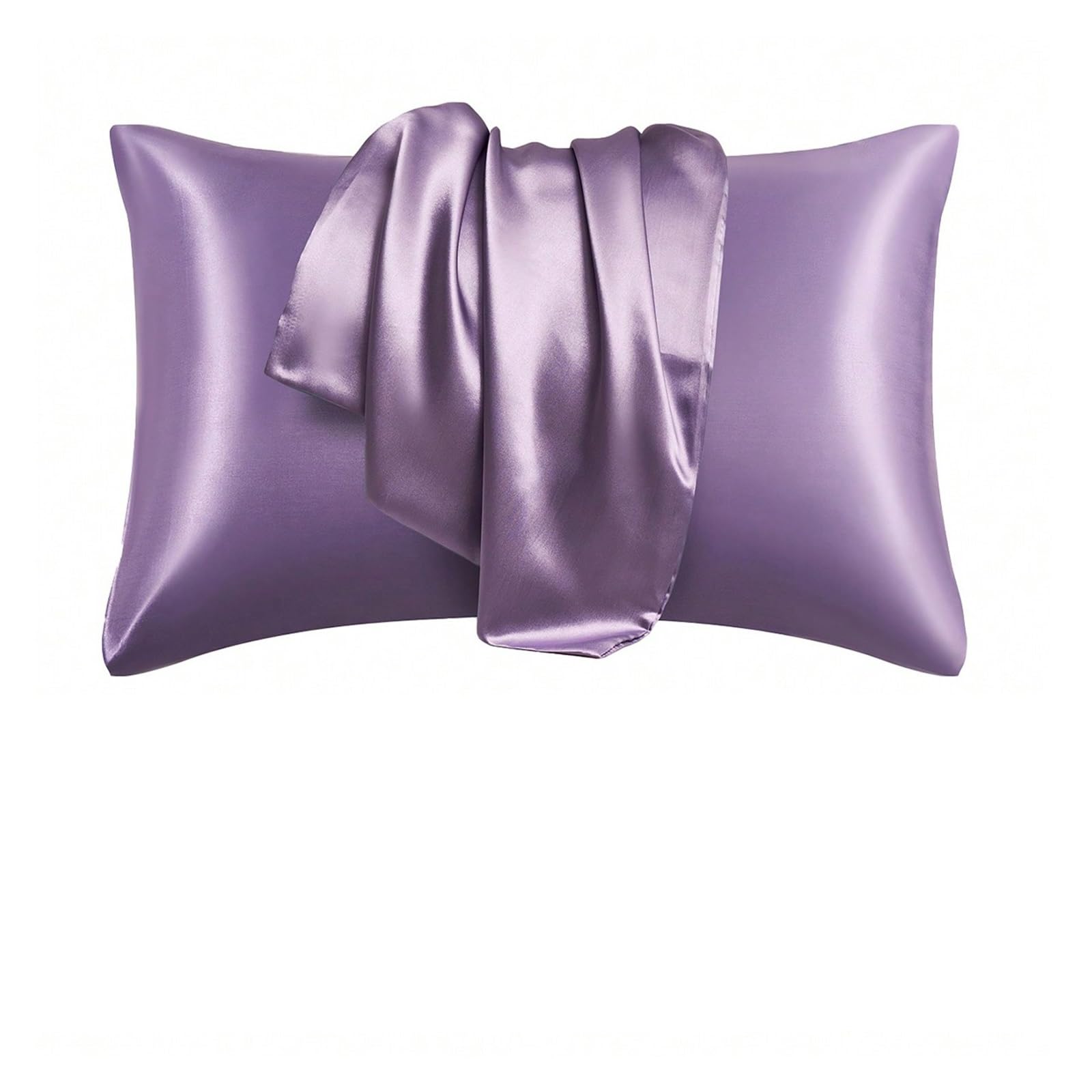 Silk Pillowcase 2 Pcs Pillowcase Silk Satin Pillowcase Pillow Cases Silky Pillow Cover Envelope Closure(PURPLE,20x30 inch)