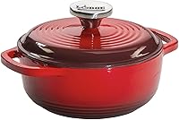 Lodge 1.5 Qt Red Enameled Cast Iron Dutch Oven - Oven Safe to 500°F, Stovetop Versatile, Dual Handles for Cooking & Storing