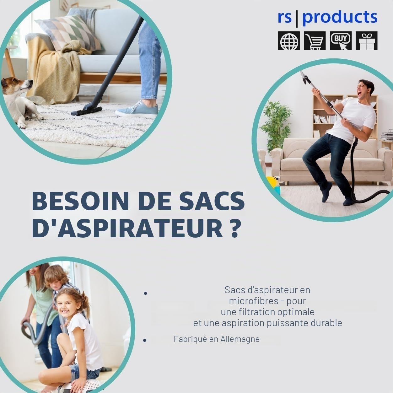 Lot de 10 sacs d'aspirateur Compacteo MOULINEX Compacteo Allergy Care, Rouge, Ergo pour MO 1521-1565, MO 5244, MO 5263