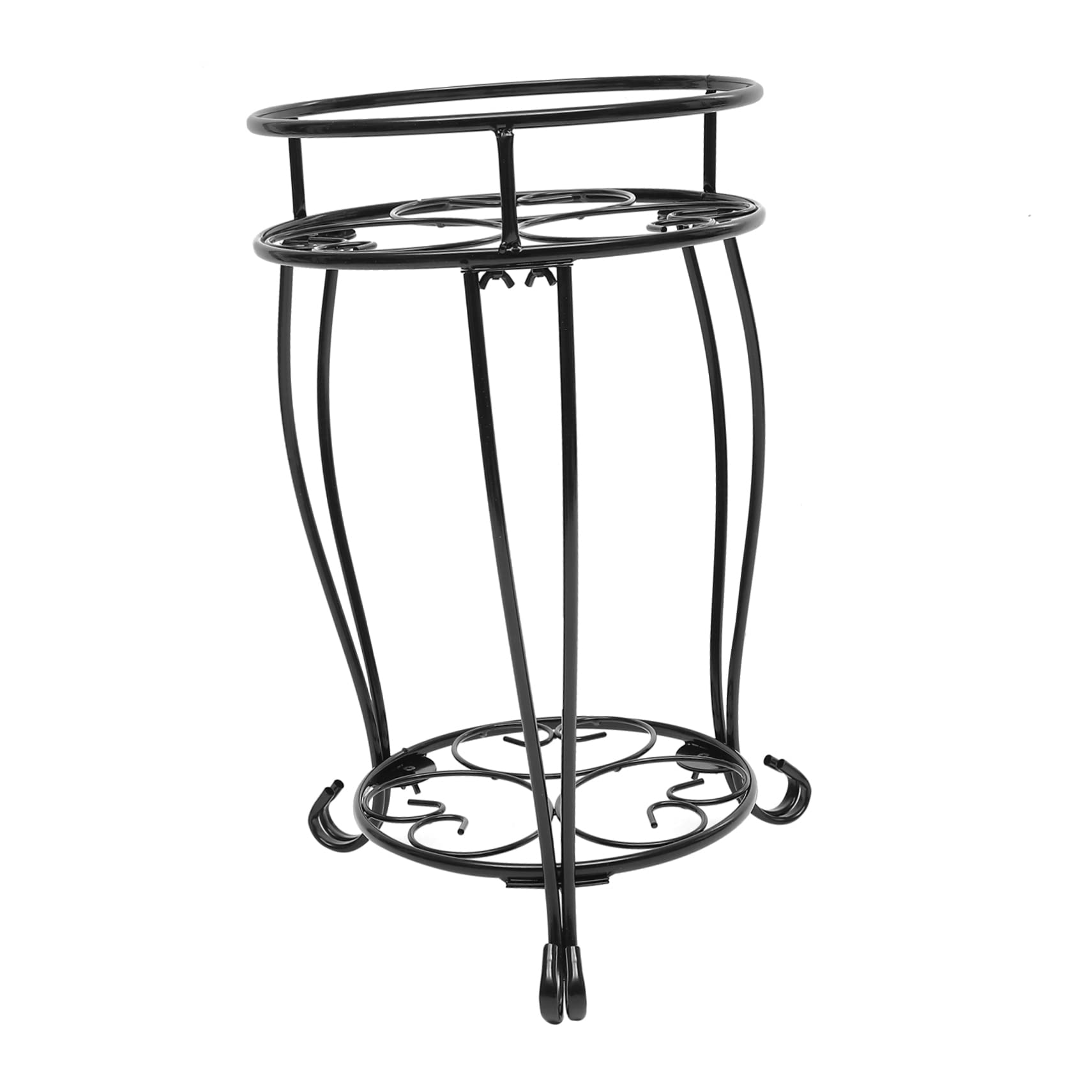 Support pour plantes en fer noir robuste et pratique pour aménagement de balcon