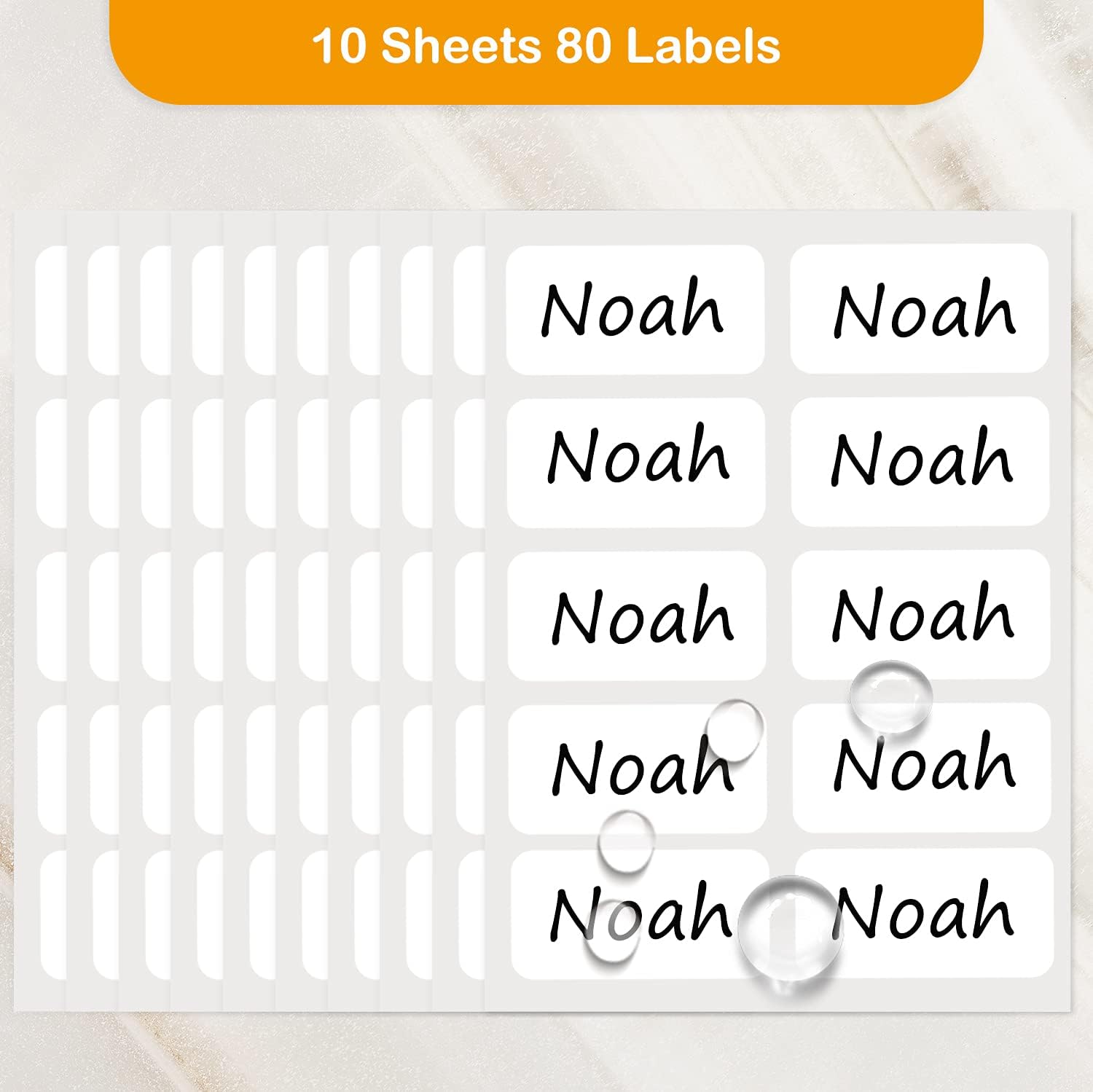 All Purpose No-Iron Kids Clothing Labels, Self-Stick Write-On Fabric Labels for Camp, School, Daycare, Nursing Care, Toys, Organizing, Washer & Dryer Safe, Pack of 80 : Office Products