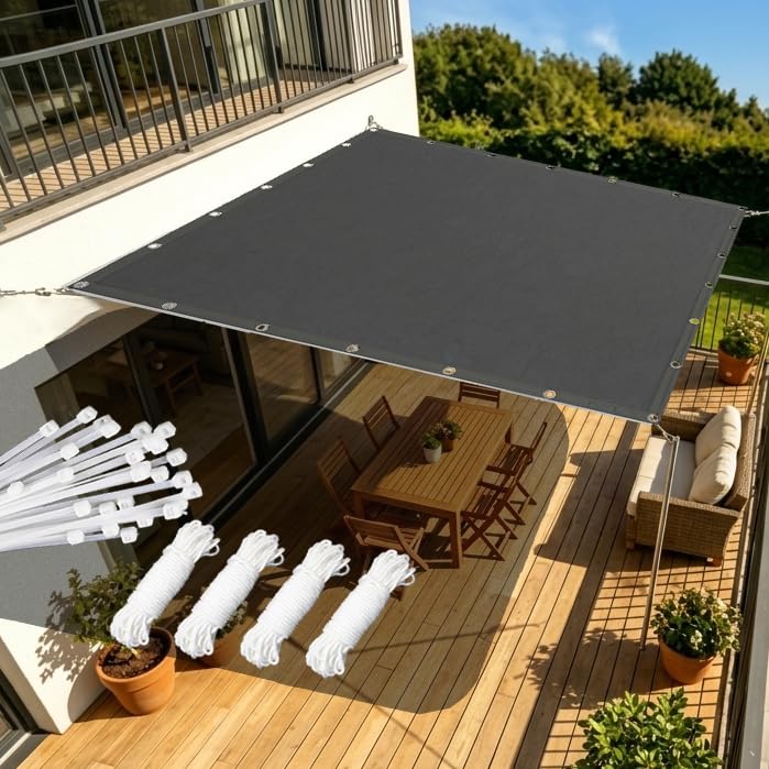 AJALGZ Rechteckiges Sonnensegel 4x6m UV-Schutz 95%, Wasserdichtes Segeltuch mit Ösen aus Edelstahl für Außenbereich, Garten & Balkon – 