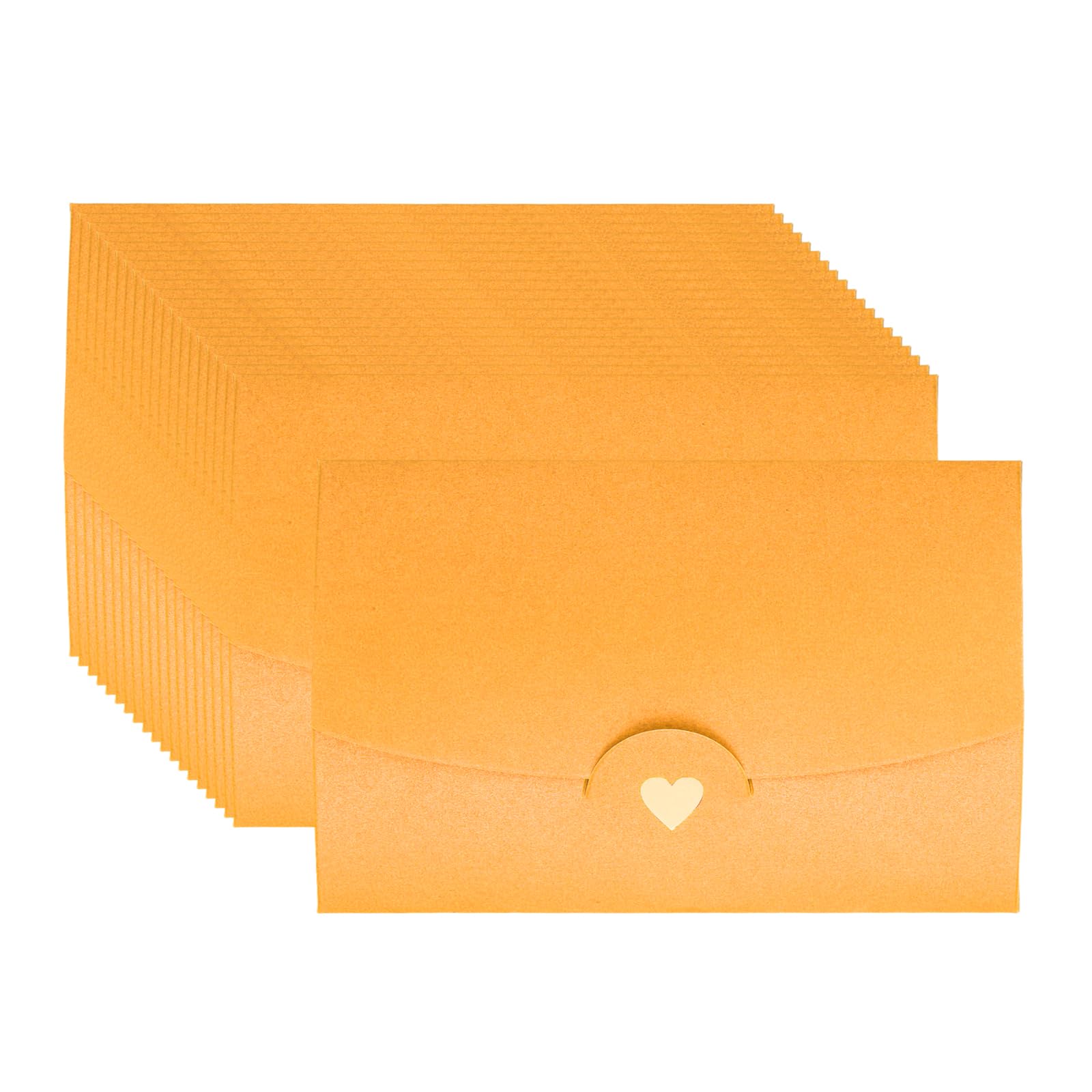 PATIKIL 4 x 3 Inch Mini Card Envelopes, 20Pcs Cute Envelopes Holder with Heart Patterns for Birthday Weddings Favors Business Greeting Cards, Yellow