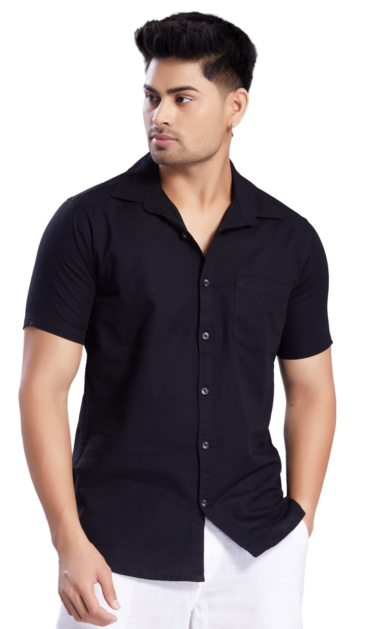 divisive Men's Slim Fit Linen Half Sleeves Cotton Casual Shirt-picture-52