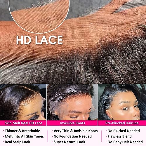 Pizazz 13x6 Body Wave Lace Front Wigs Human Hair Pre Plucked 180 Density HD Transparent Lace Frontal Wigs Human Hair for Women 9A Glueless Wigs Human Hair with Baby Hair 26Inch - Image 5