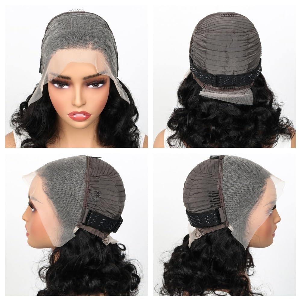 Parrucca Per Donna Parrucche Bob ricci profondi da 8-16 pollici Capelli umani 4x4(16inches)