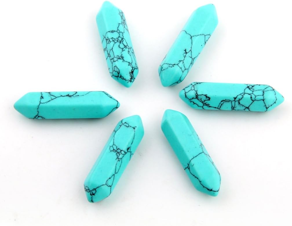 Hexagonal 30pcs Bullet Shape Healing Pointed Chakra Beads Crystal DIY Stone Beads Randow Color for Pendant Necklace Jewelry Making