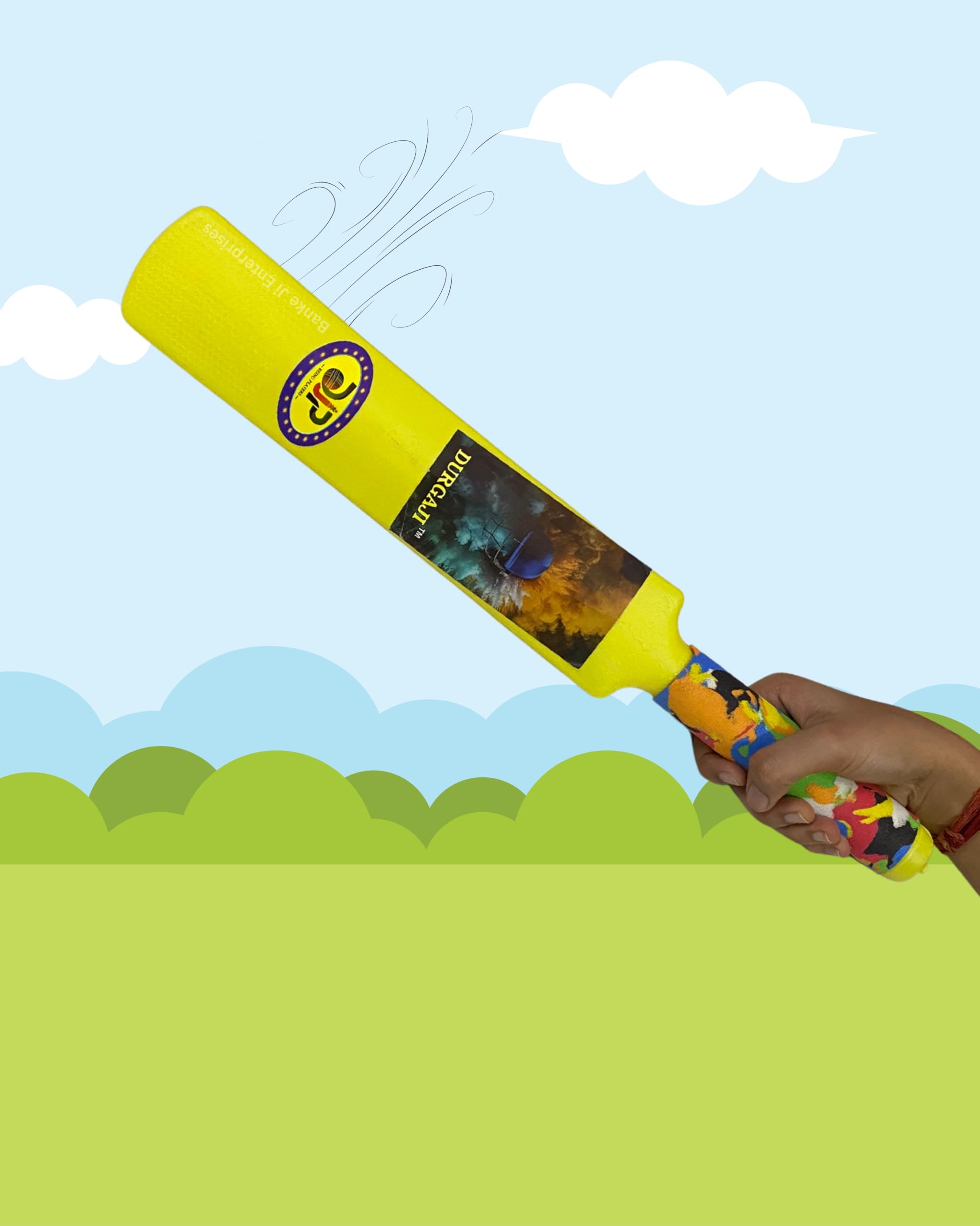 Banke Ji 3 in 1 Sports Combo - Cricket Bat, Hockey Stick, Tennis Racquet with Balls (Yellow Cricket Bat, Blue Hockey Stick & Blue Racket) 3