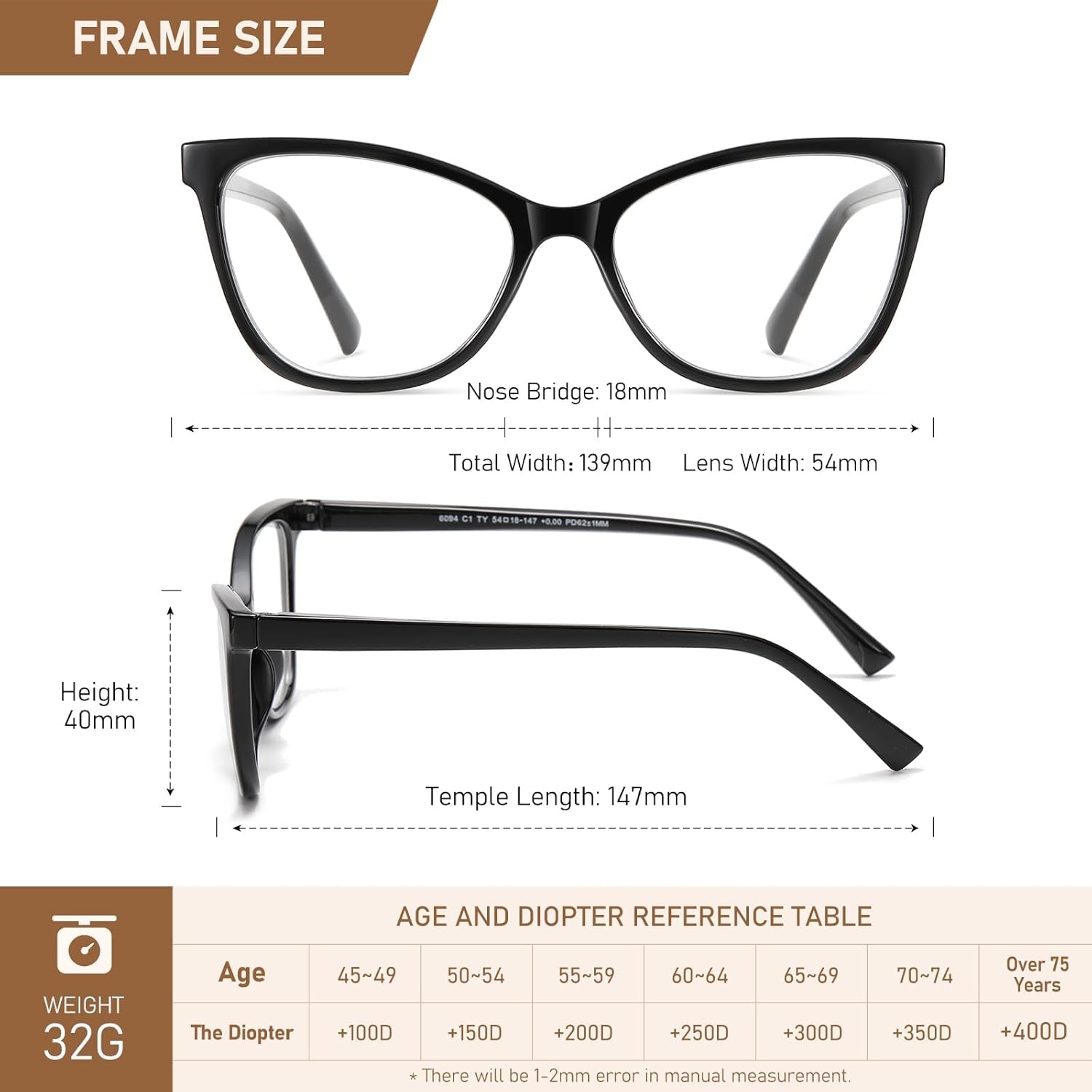 Reading Glasses Women Cat Eye Blue Light Computer Readers Stylish Spring Hinge Designer Fashion Cute Eyeglasses LK6094 - Image 4