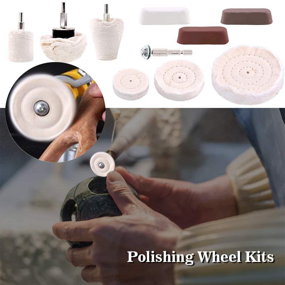 Discos de pulido para taladro con pasta para pulir, 10 unidades, accesorios de pulido para atornillador inalámbrico, rueda de pulido, cono de pulido para aluminio, acero inoxidable, cromo
