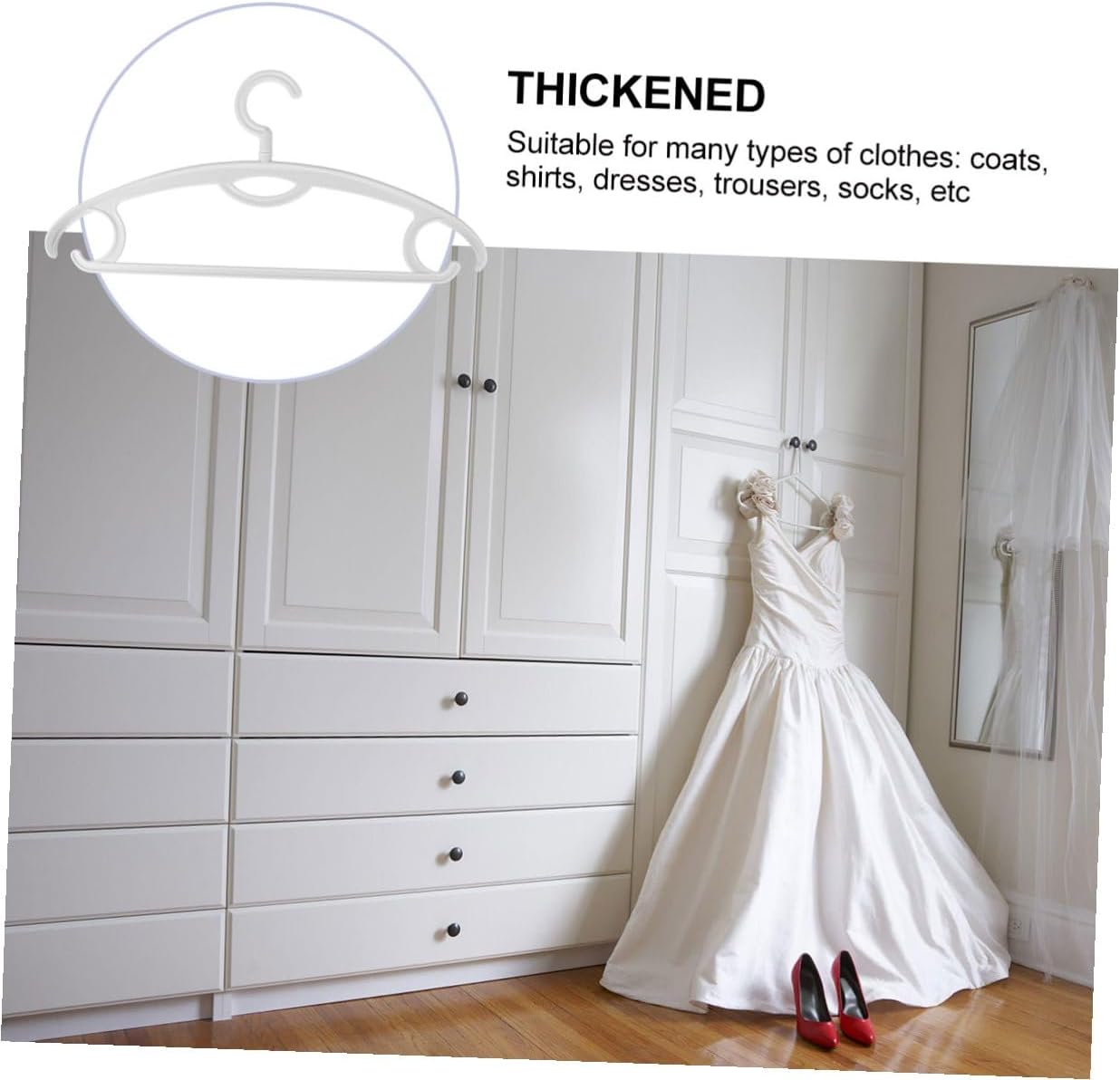 10pcs Rotatable Non-Slip Plastic Clothes Hangers Thick Wide Shoulder Traceless Garment Holders Material for Coats Shirts Dresses Trousers