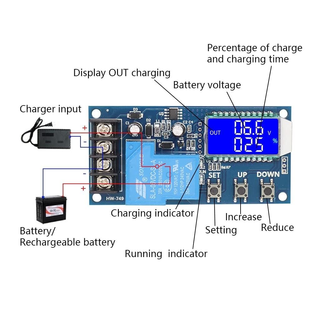amiciSmart 30A Battery Charge Control Module, DC 6~60V Charge Controller with Overcharge Protection for All Battery Type - Image 2 thumbnail