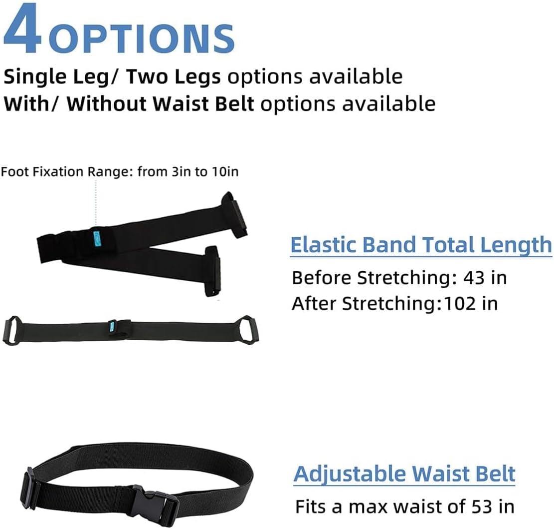 Leg Lifter Strap & Stretching Aid for Stroke Recovery, Hands-Free Physical Therapy Band for Elderly & Bedridden, Leg Rehabilitation Equipment for Knee/Hip Surgery & Foot Drop (1 Foot+ Waist Belt)