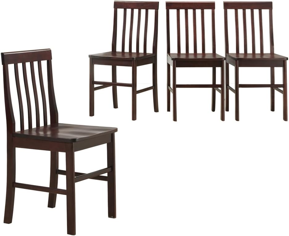 Walker Edison Espresso Wood Dining Chairs, Set of 4