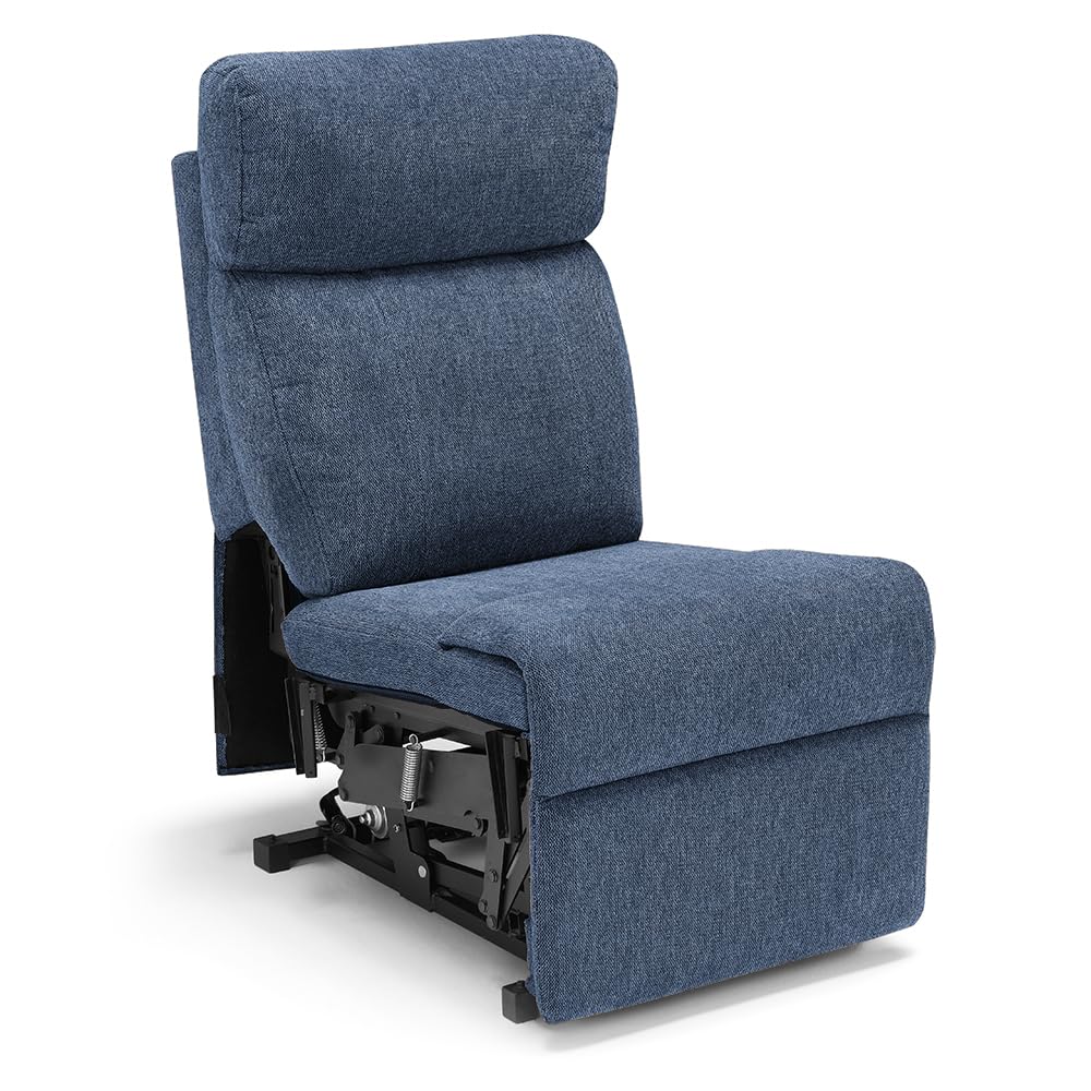 Poltrona relax elettrica Denver per anziani, 2 motori, 2 o 4 ruote, reclinazione e alzapersona, sponde estraibili, pediera estensibile, tessuto idrorepellente… (CON KIT ROLLER SYSTEM - 4 ruote, Blu)