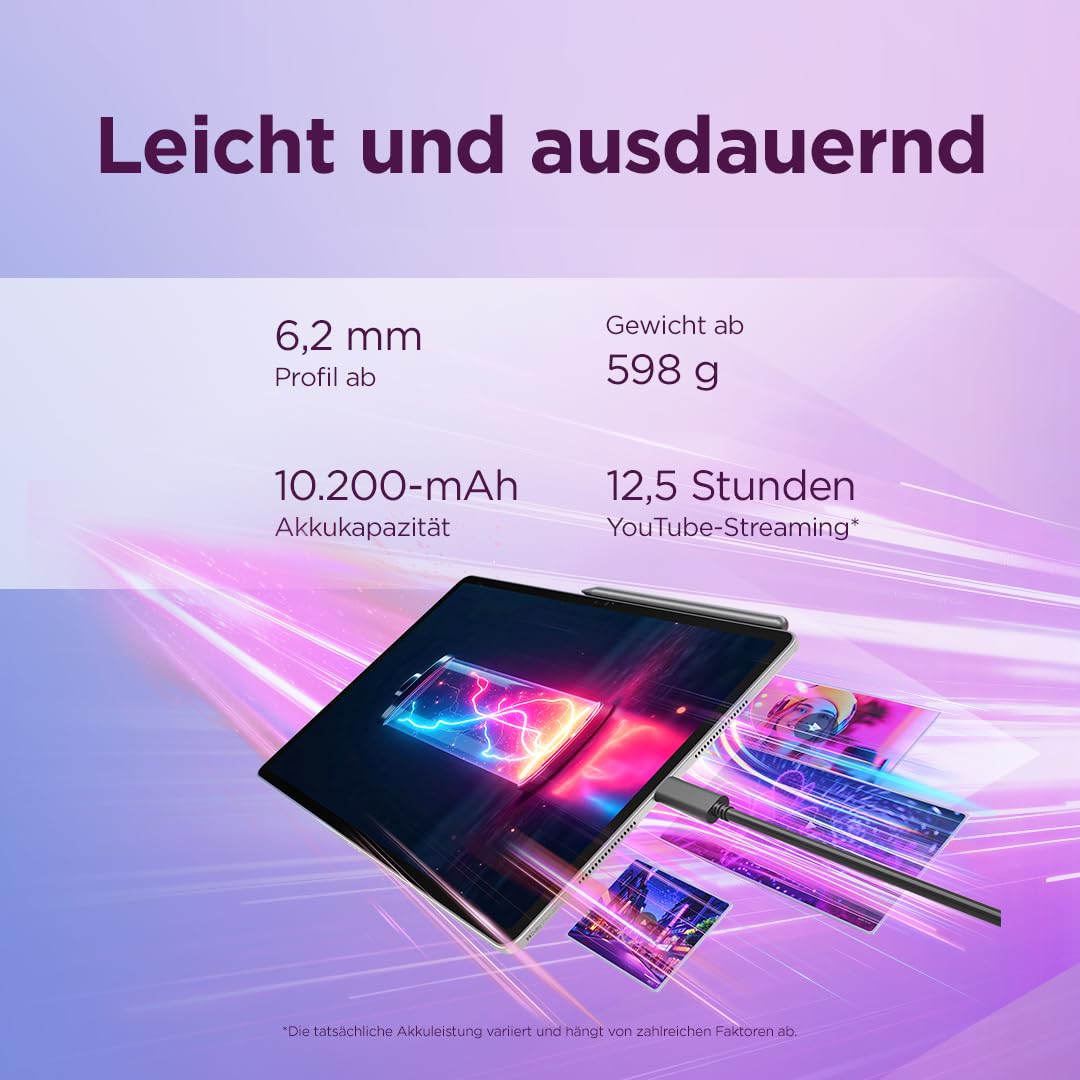 Lenovo Idea Tab Pro Gen 2 Tablet | 13" 3.5K LCD 16:10 Display | Snapdragon 8s Gen 4 | 8GB RAM | 128GB SSD | Adreno 825 Grafik | Android | Luna Grau | inkl. Lenovo Tab Pen Plus