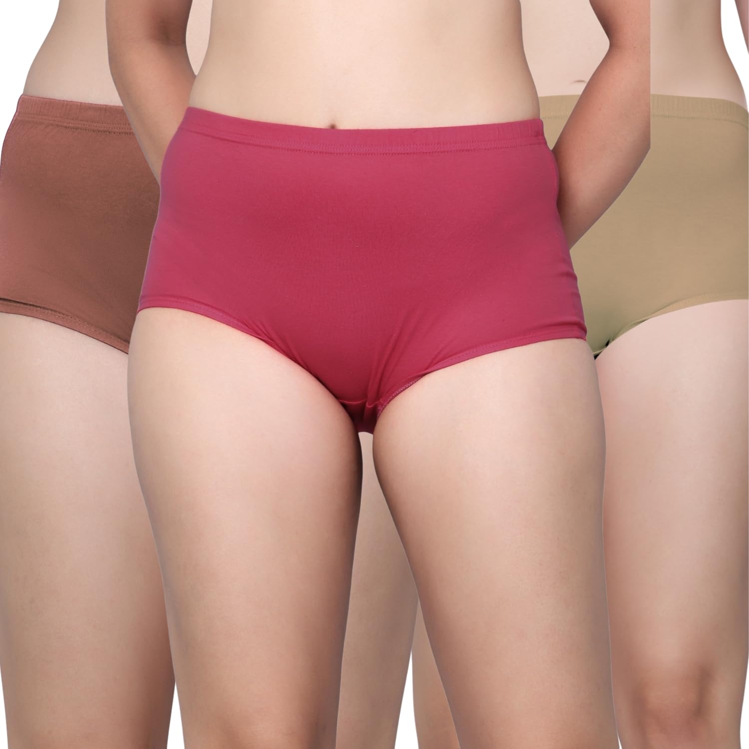 aimly Women's Cotton Brief High Coverage Solid Boy Short Panty Combo Multicolor 3XL Pack of 3-picture-11