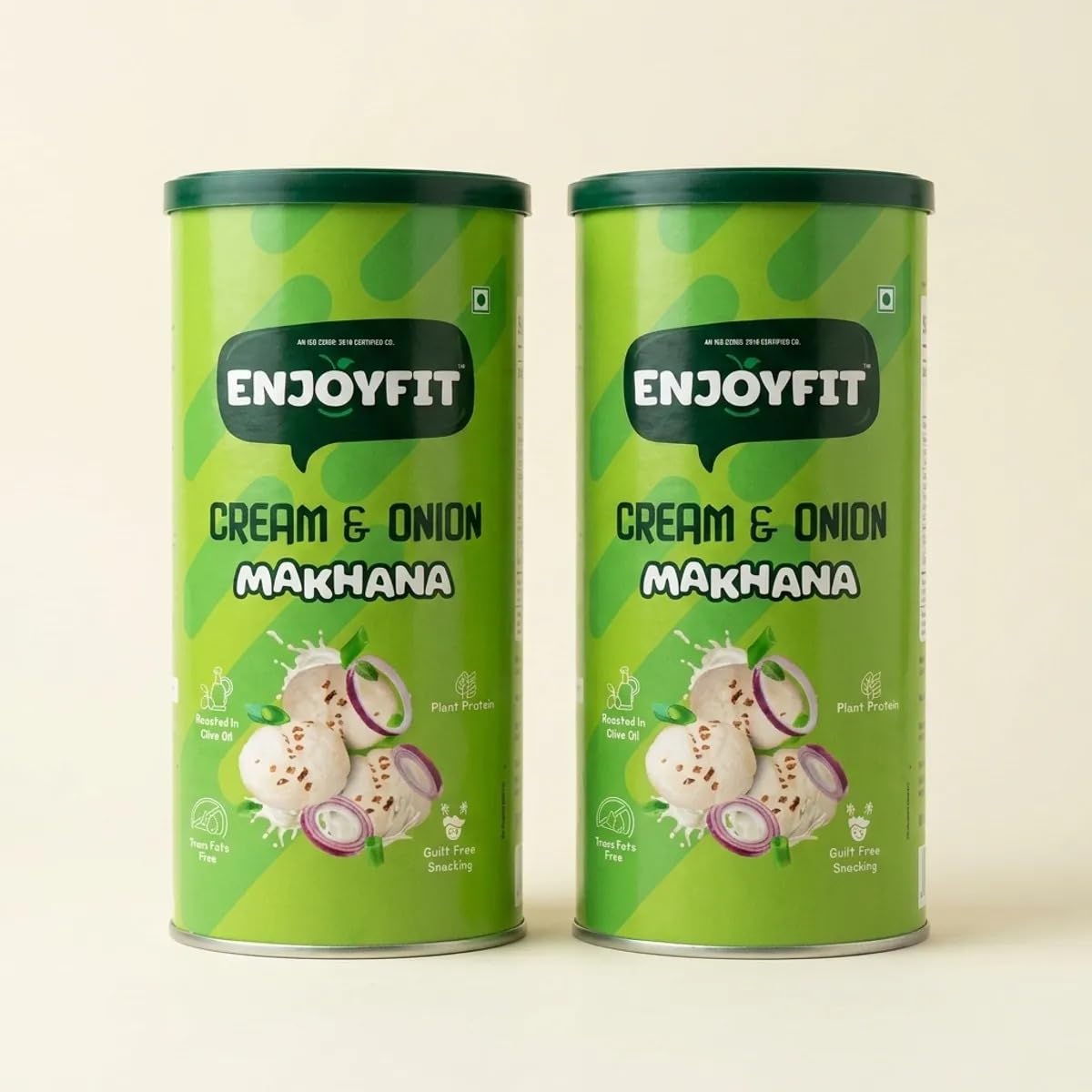 ENJOYFIT Roasted Makhana Cream and Onion (Pack of2, 77g each) | Healthy Namkeen Snack | Gluten Free | Rich in Protein and Fiber | Roasted in Olive Oil-image-7