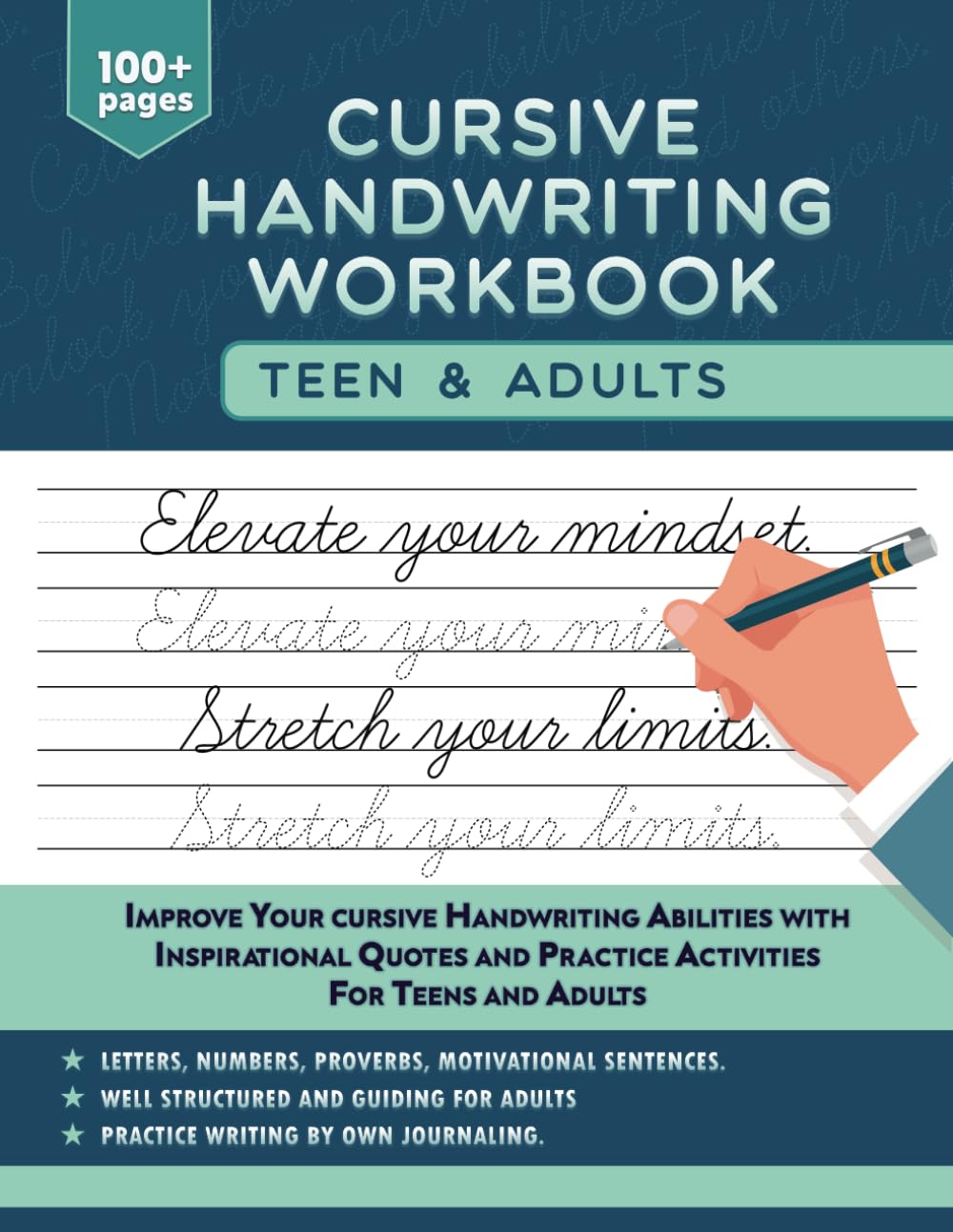 Cursive Handwriting Workbook for Adults and Teens: This cursive workbook helps to improve handwriting fluency. This is for adults and teens, it ... tracking to enhance your cursive writing