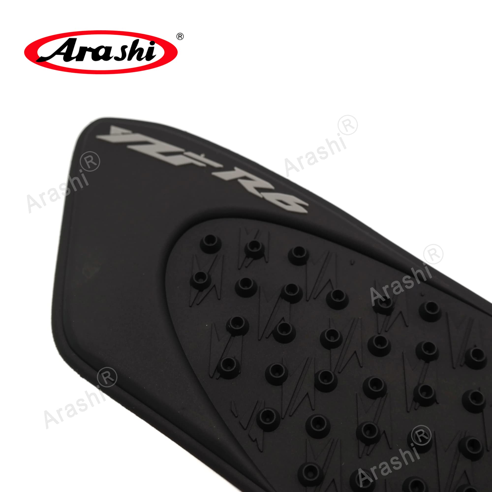 Arashi Negro Depósito de combustible de gas Almohadillas laterales Protector Rodillera Agarre Tracción para YZF R6 2006-2007