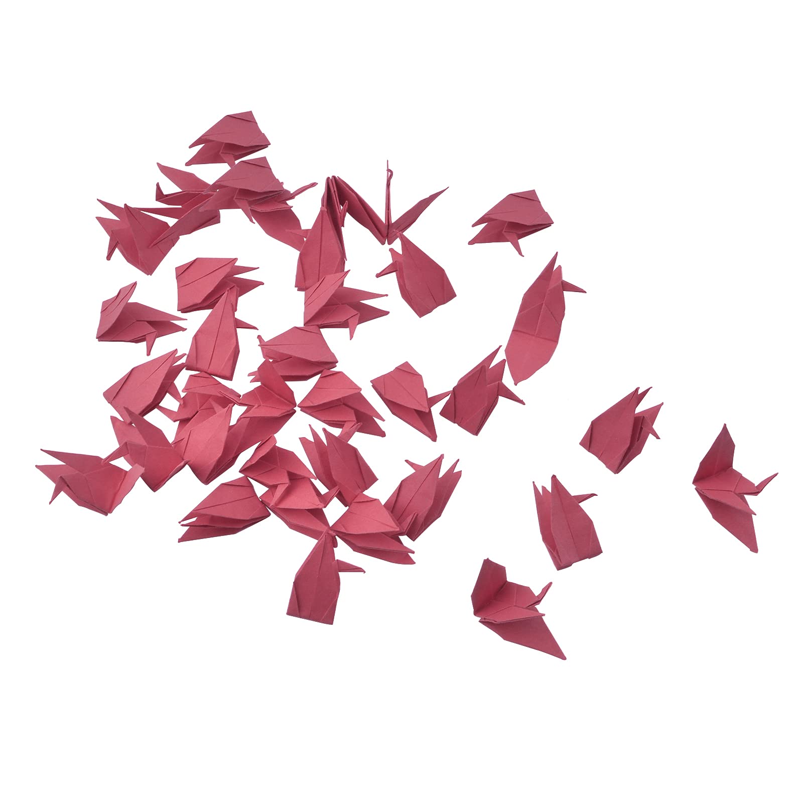 100 Pcs Origami Paper Cranes, Handmade Folded Origami Paper Crane String Garland for Wedding Party Backdrop Home Decoration, Red
