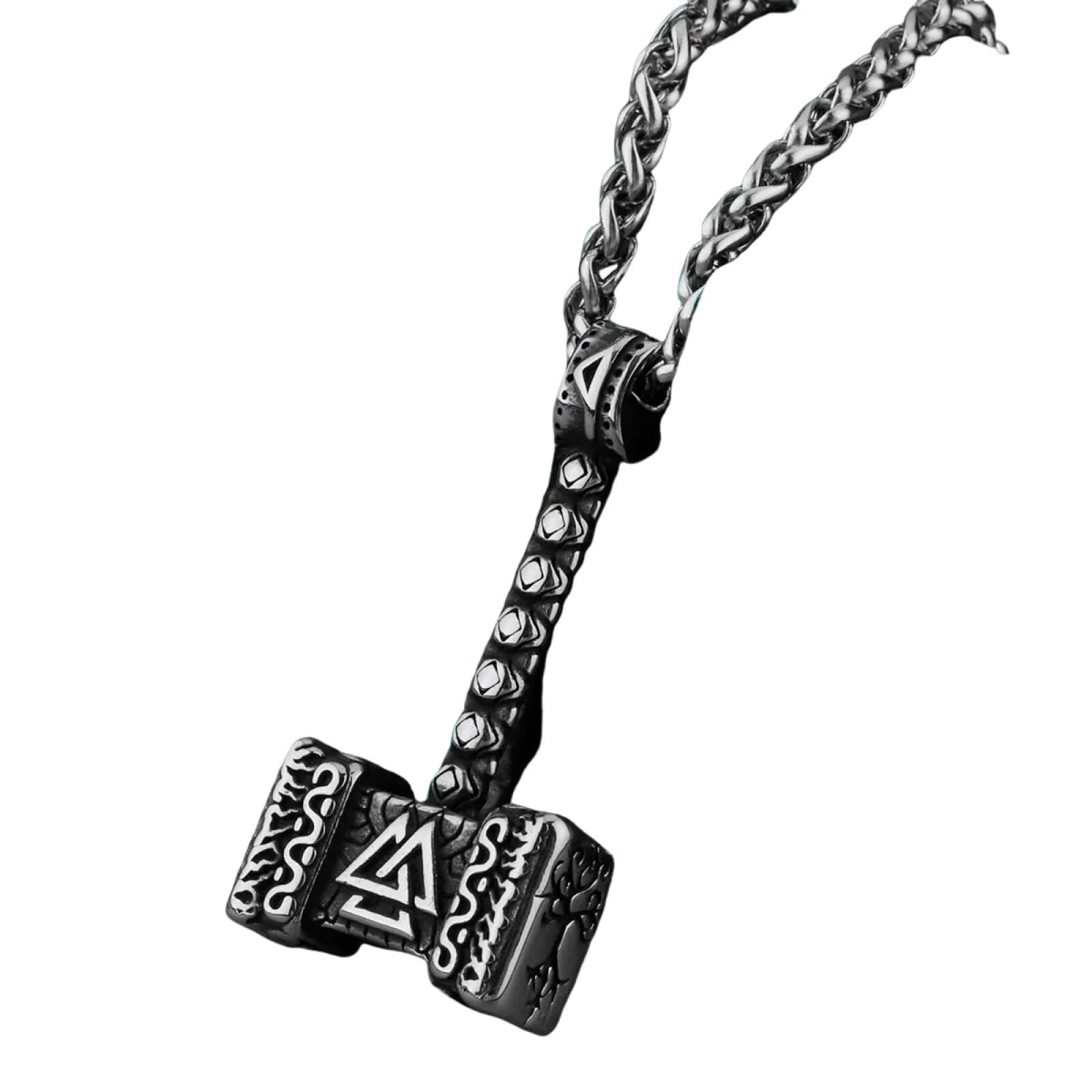 Pendentif marteau de Thor collier amulette finitions forgées