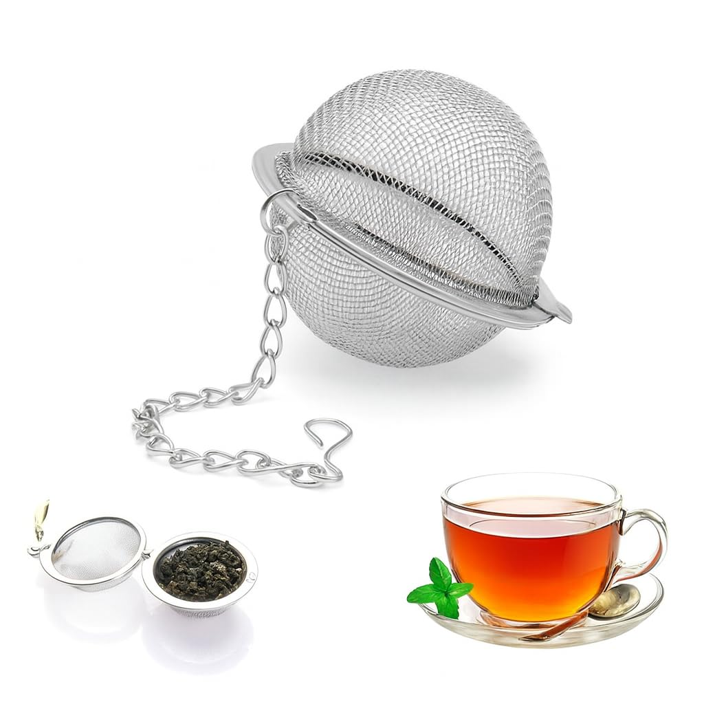 Stainless Steel Tea Infuser Ball, Mesh Design | Green-Tea Channi Steel | Chai Maker | Chai Channi | Filter Coffee Maker | Coffee Filter | Tea Diffusers | Pack 1 (Ball Infuser)