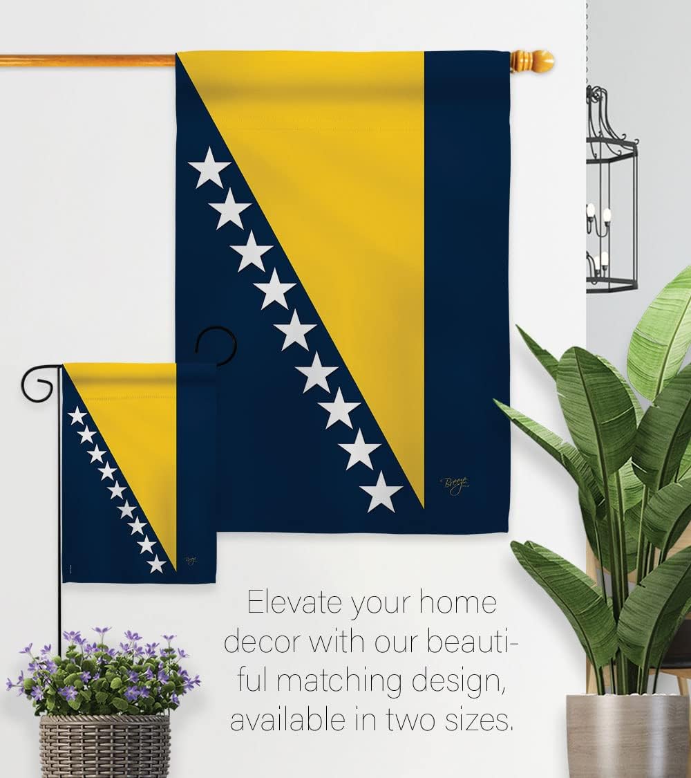 Breeze Decor Bosnia & Herzegovina Garden Flag Regional Nation International World Country Particular Area House Decoration Banner Small Yard Gift Double-Sided, Made in USA