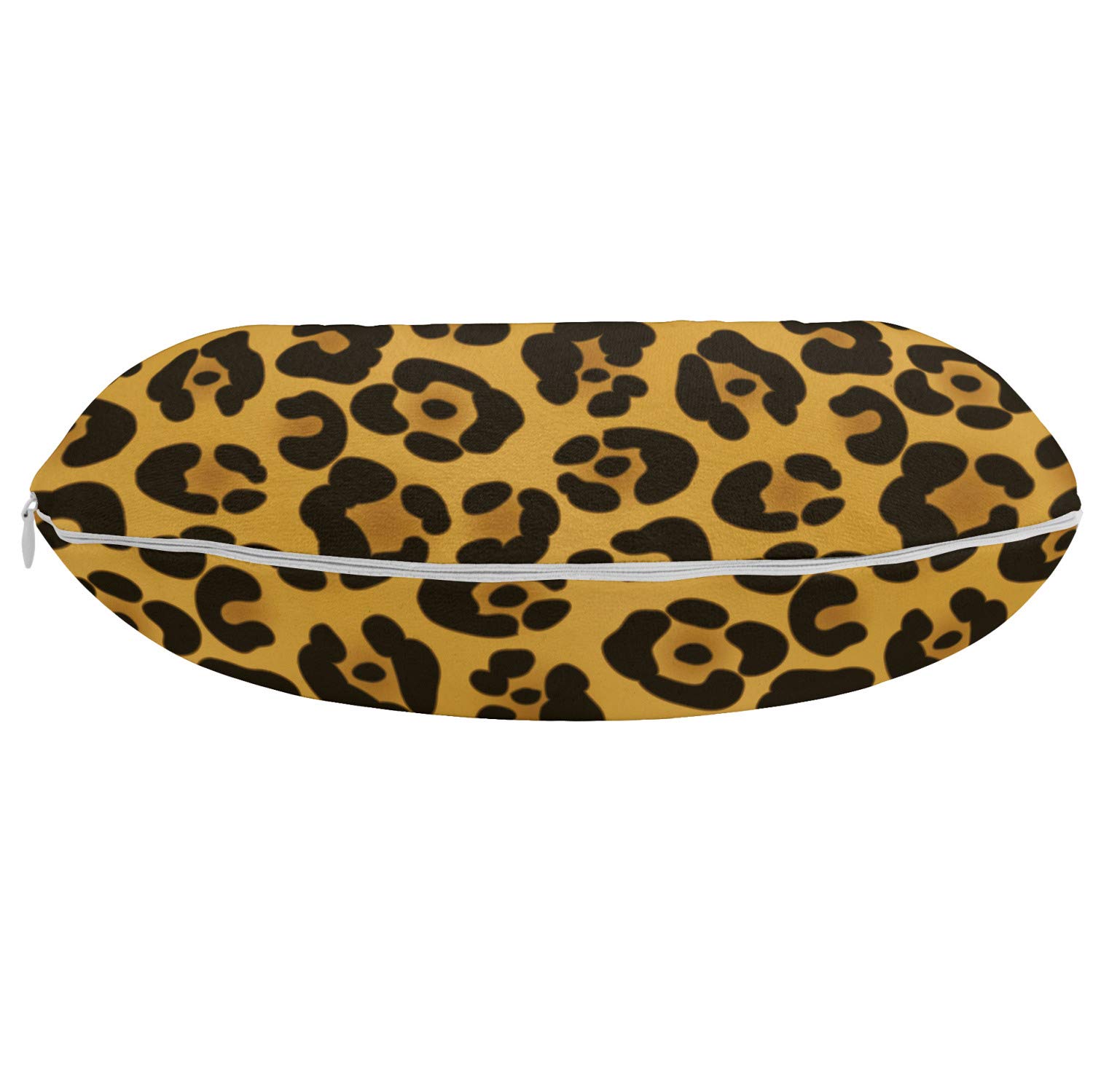 Ambesonne Leopard Print Travel Pillow Neck Rest, Rhythmic Pattern of Natural Animal Skin Wild Cats, Memory Foam Traveling Accessory for Airplane and Car, 12
