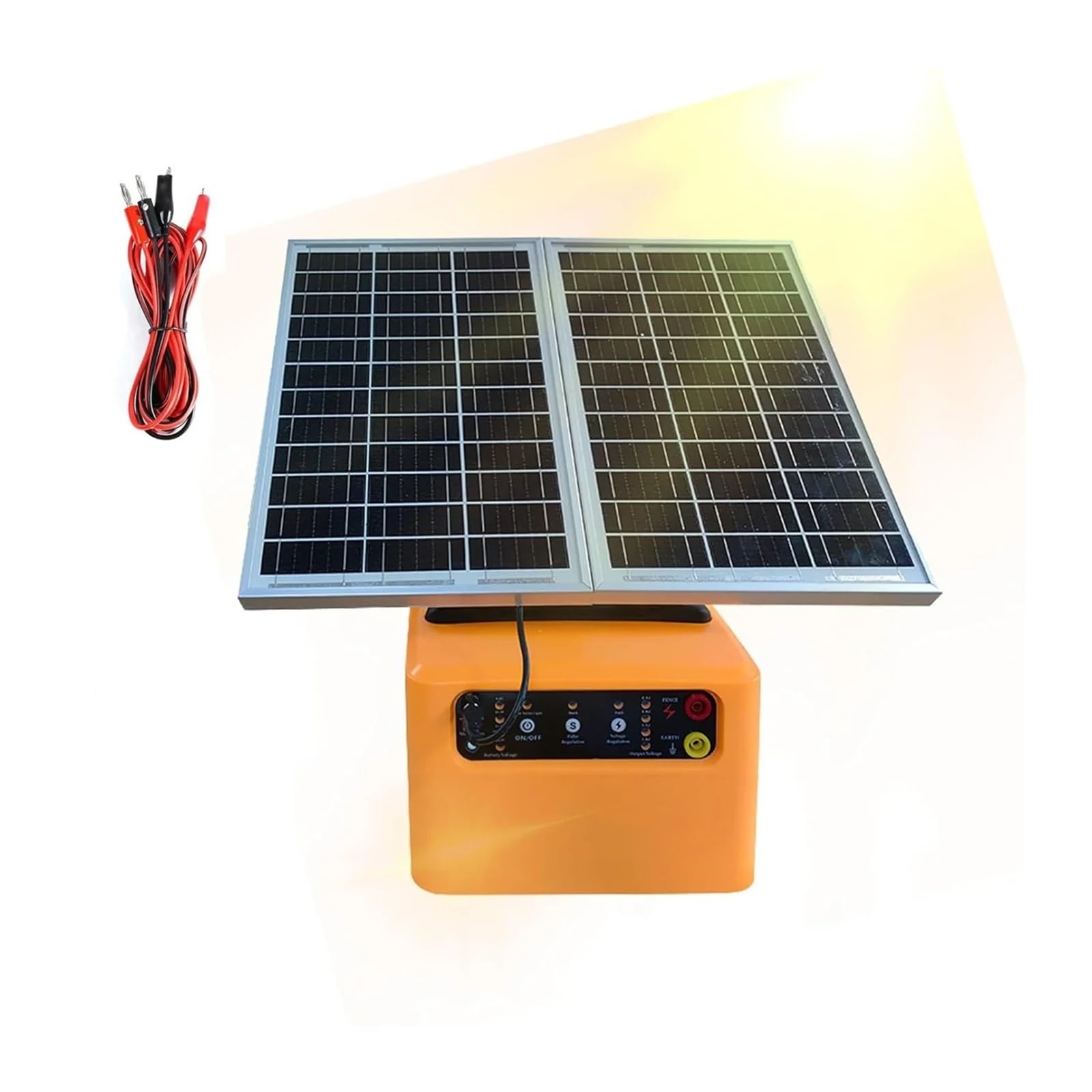 Pastor Electrico, Cargador solar for cercas eléctricas de 48 km (30 millas), 1,5 julios, for ganado. Previene la invasión de depredadores. Incluye batería y voltaje ajustable en 4 niveles.