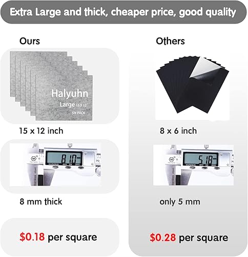 Miniatura 7 de Halyuhn Almohadillas de fieltro para muebles de 0.315 pulgadas de grosor (no adhesivas), almohadillas de fieltro gris de 15 x 12 pulgadas para