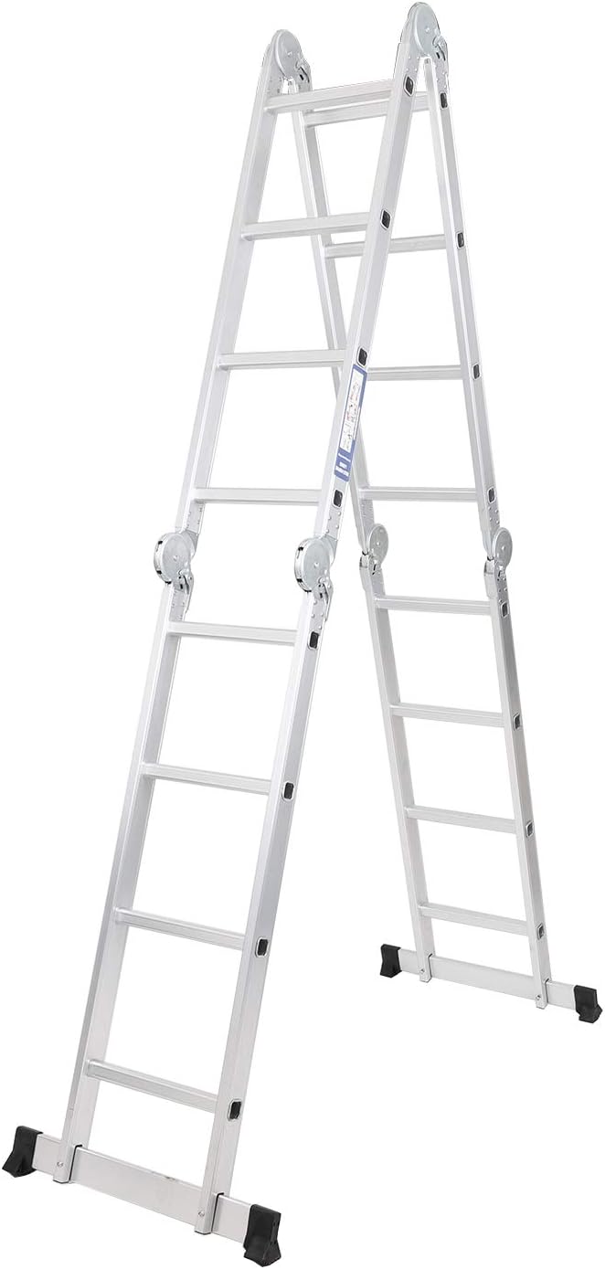 DlandHome 15.5FT Folding Ladder Multi Purpose Aluminium Folding Step Ladder Scaffold Ladder 7 in